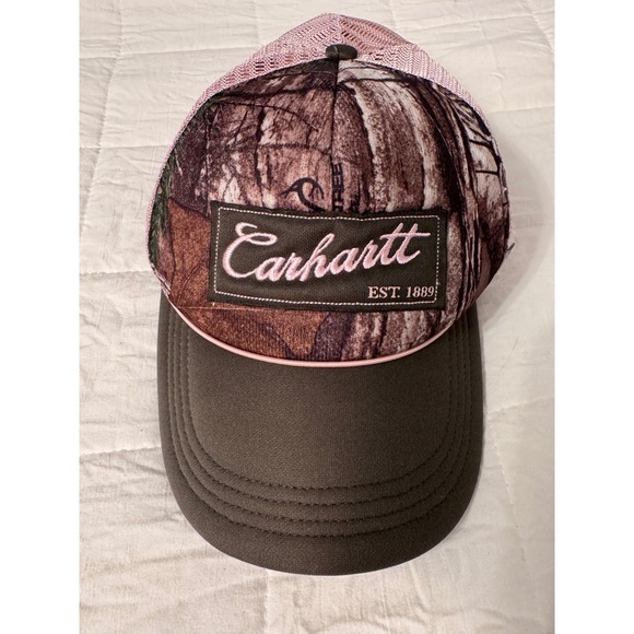 Carhartt Women's Camo Trucker Hat Pink Mesh Adjustable Snapback Cap - Picture 1 of 6